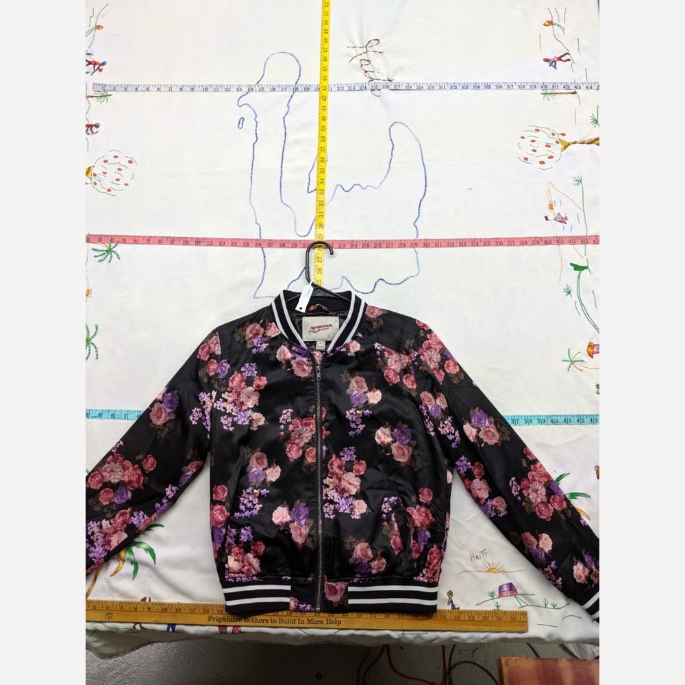 Arizona Jeans Co Black Floral Bomber Jacket